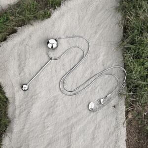 NEW 18K white gold plated necklace ball pendant snake chain jewelry B23